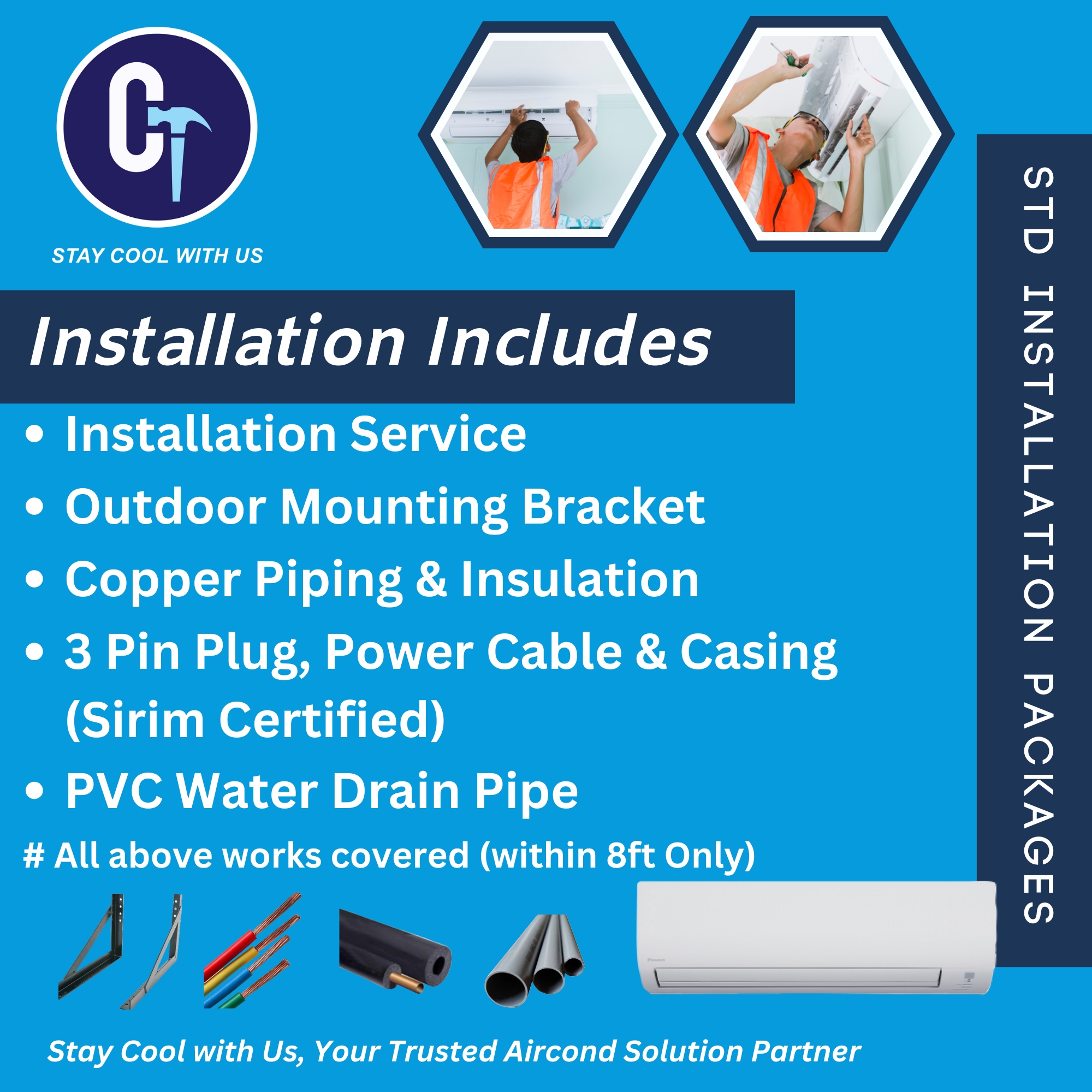 Daikin R32 WIFI Non-Inverter Wall Mounted Air Conditioner FTV Series 1.0HP~3.0HP - Image 5